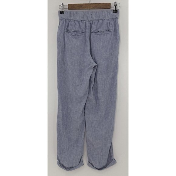 Rachel Roy 100% Linen‎ Pants Pull On Cuff Hem Cropped Sz XS Beach Coastal Boho - Picture 2 of 8
